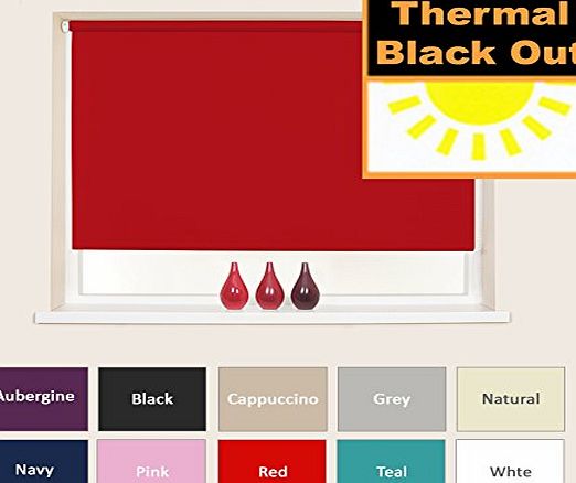 Blackout Roller Blinds Thermal Blackout Roller Blind [Red, 120cm Wide]